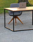 Modern Minimalist Ash Wood & Metal Drafting Writing Desk Table