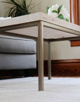 Modern White Maple Coffee Table with Gold Metal Base