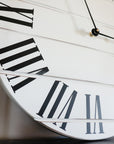 Simple White Lightly Distressed Large Wall Clock with Black Roman Numerals