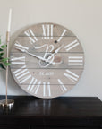 Large Customized Grey Wall Clock Handmade Furniture in Iowa, USA