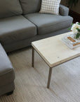 Modern White Maple Coffee Table with Gold Metal Base