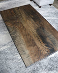 Modern Black Charcoal Ash Wood and Tapered Steel Coffee Table