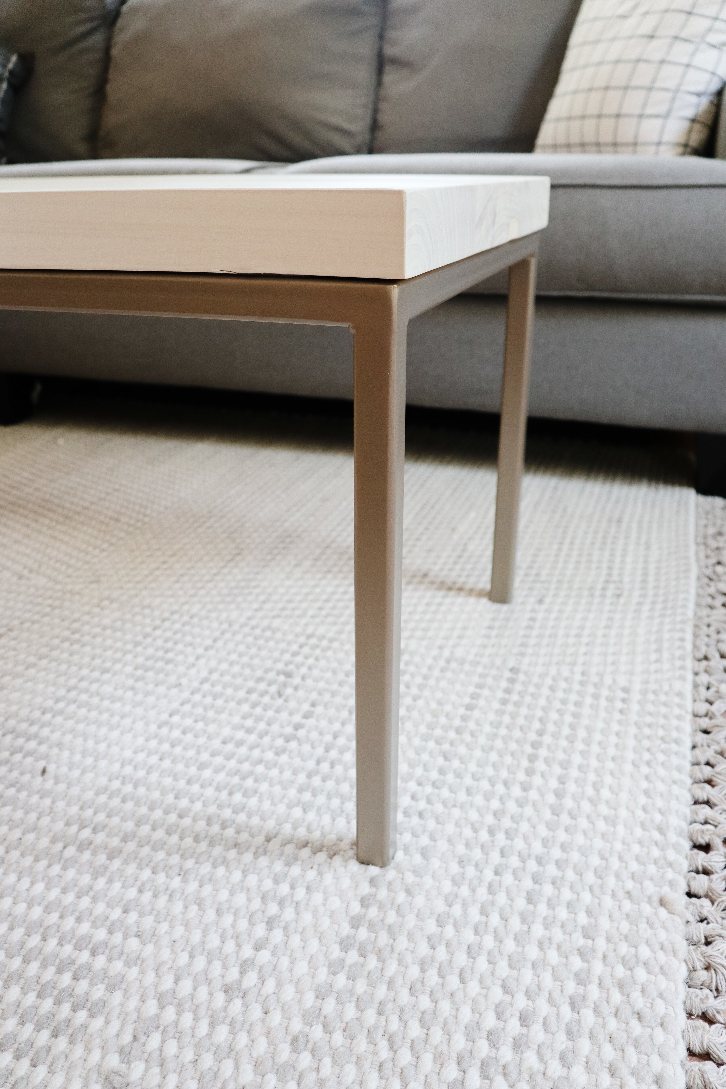 Modern White Maple Coffee Table with Gold Metal Base (in stock) - Hazel Oak Farms