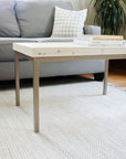 Modern White Maple Coffee Table with Gold Metal Base