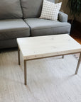 Modern White Maple Coffee Table with Gold Metal Base