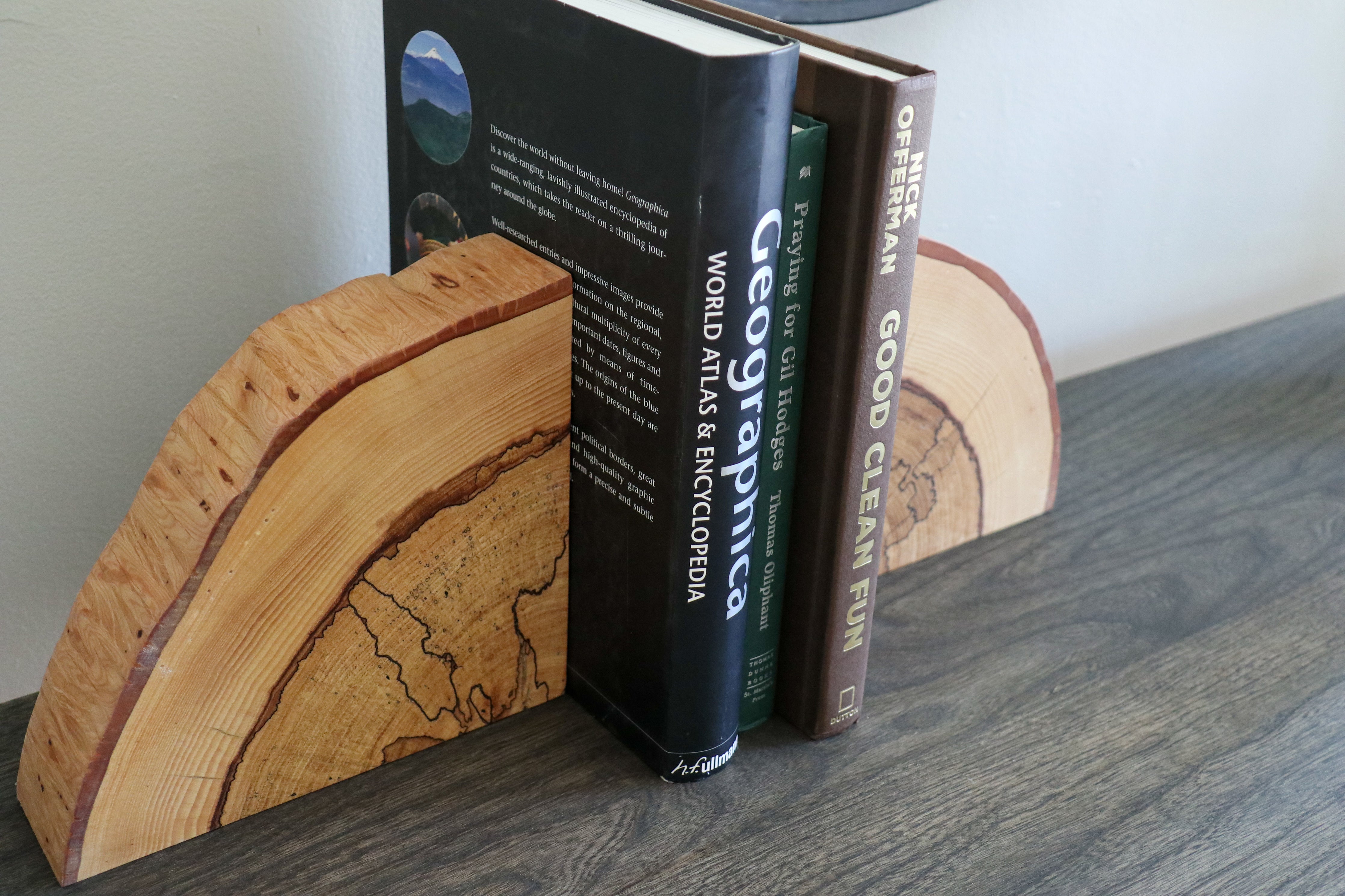 Spalted Hickory Solid Wood Bookends