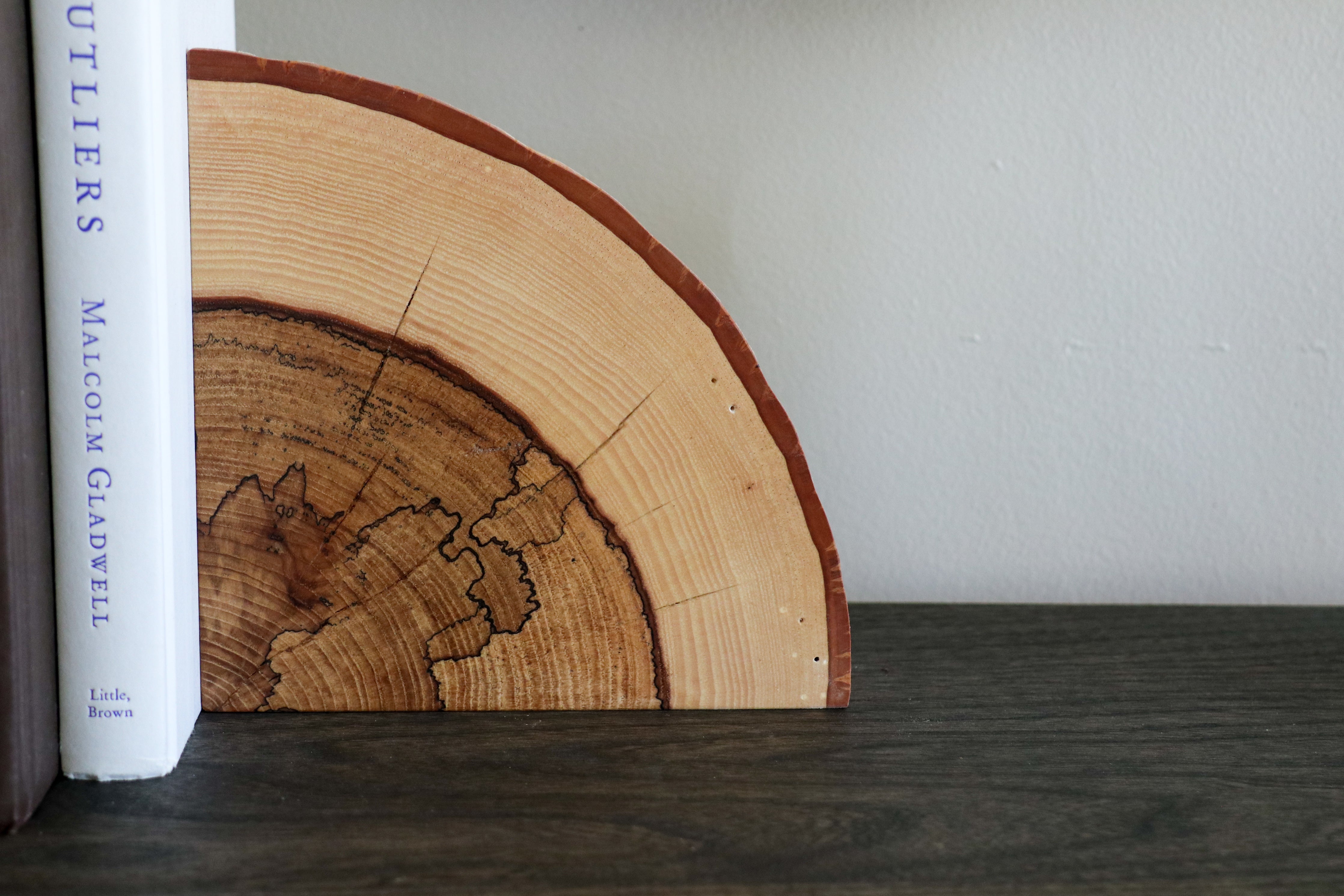 Spalted Hickory Solid Wood Bookends