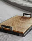 Ash Wood & Metal Bedroom or Bathroom Serving Tray with Handles Handmade Furniture in Iowa