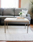Modern White Maple Coffee Table with Gold Metal Base