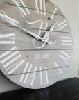 Large Customized Grey Wall Clock Handmade Furniture in Iowa, USA