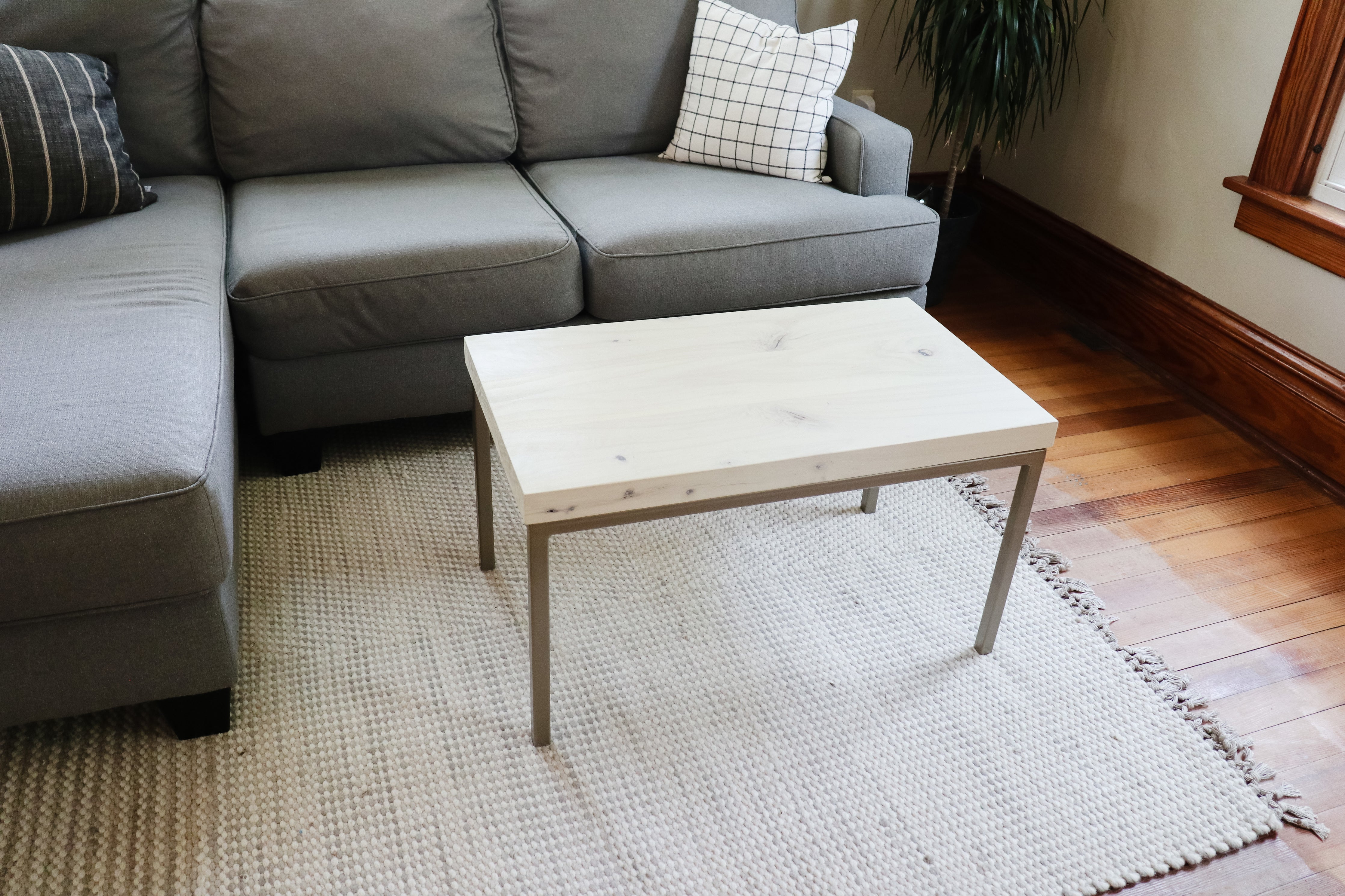 Modern White Maple Coffee Table with Gold Metal Base (in stock) - Hazel Oak Farms