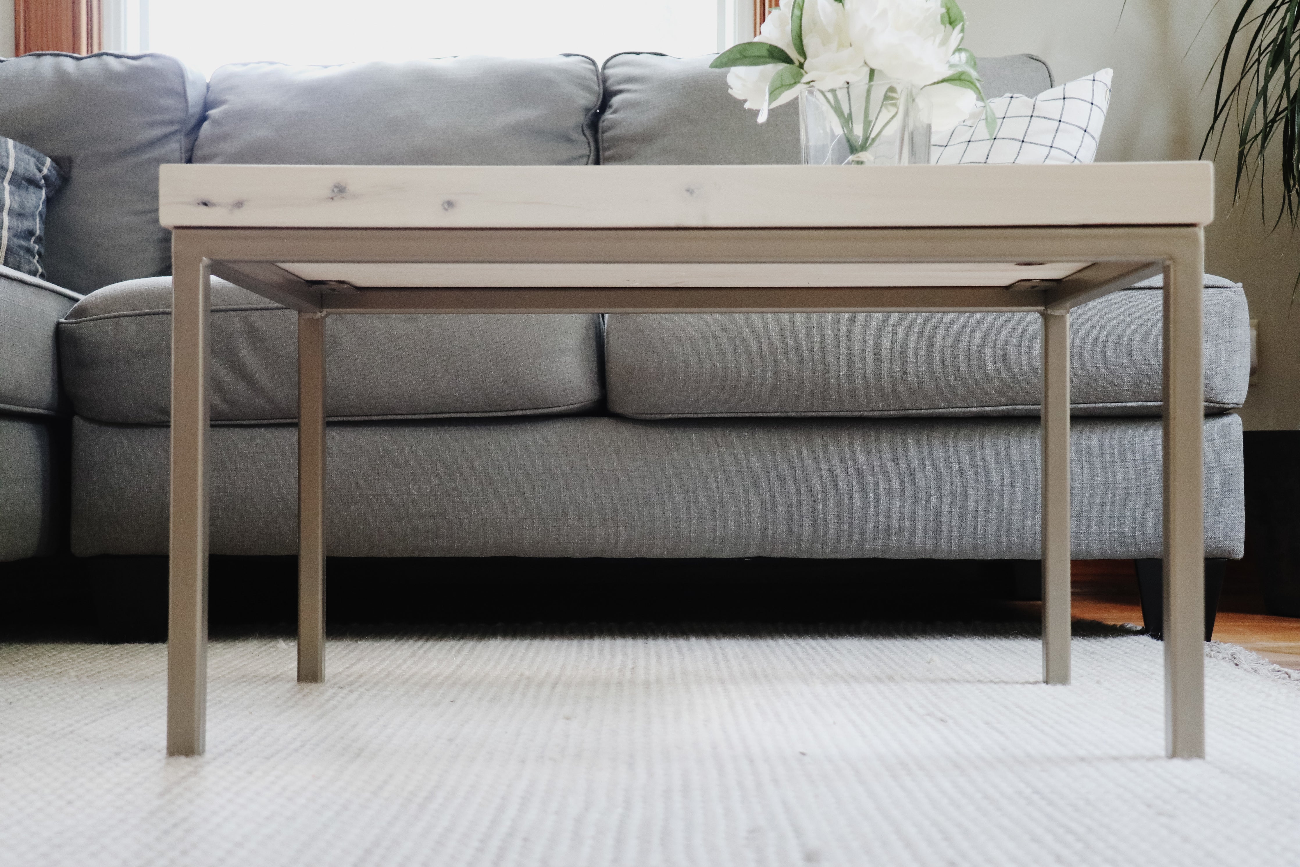 Modern White Maple Coffee Table with Gold Metal Base (in stock) - Hazel Oak Farms