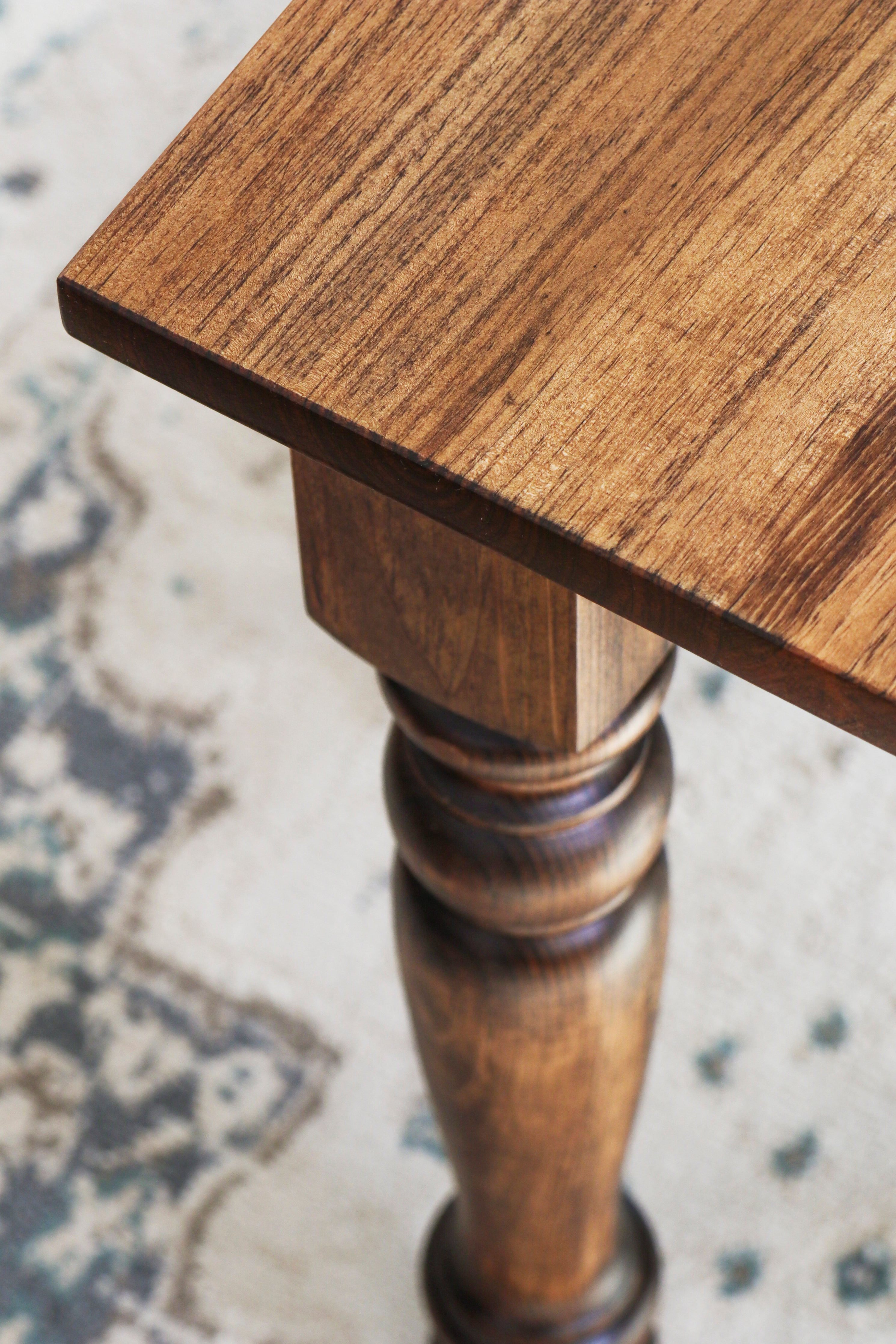 Classic Farmhouse Dining Table with Turned Legs Handmade Furniture in Iowa, USA