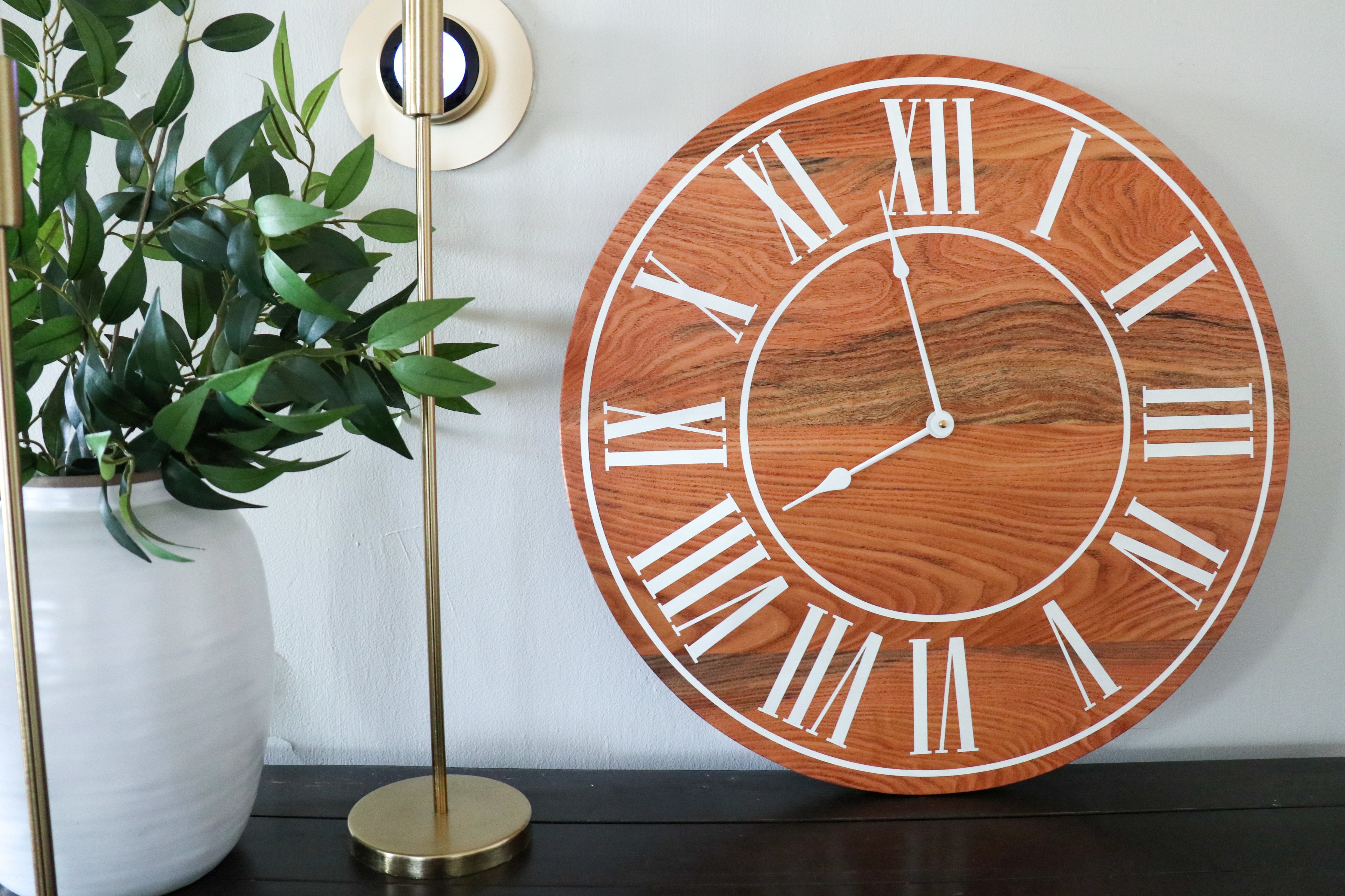 Locust Hardwood Large Wall Clock