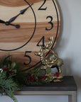 Solid Hickory Wood Wall Clock with Numbers and Lines