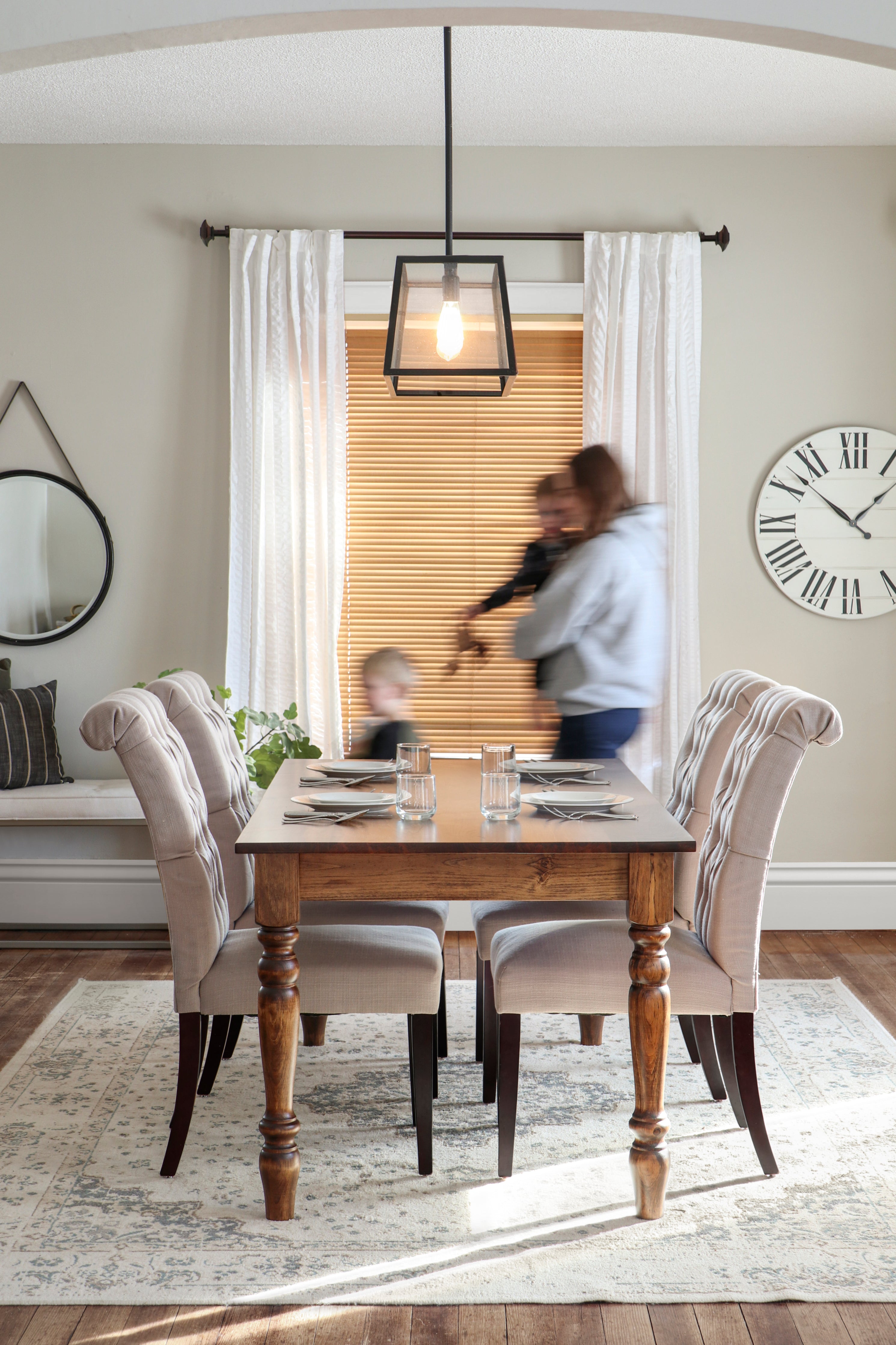 Classic Farmhouse Dining Table with Turned Legs Handmade Furniture in Iowa, USA