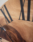 Large Solid Sycamore Hardwood Farmhouse Wall Clock with Black Roman Numerals