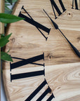 Large Solid Wood Hackberry Wall Clock with Black Roman Numerals
