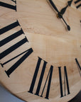 Large Solid Soft Maple Wood Clock with Black Roman Numerals