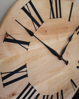 Large Solid Soft Maple Wood Clock with Black Roman Numerals