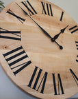 Large Solid Soft Maple Wood Clock with Black Roman Numerals