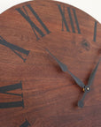 Solid Wood Walnut Wall Clock with Black Roman Numerals