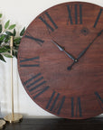 Solid Wood Walnut Wall Clock with Black Roman Numerals