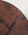 Solid Wood Walnut Wall Clock with Black Roman Numerals