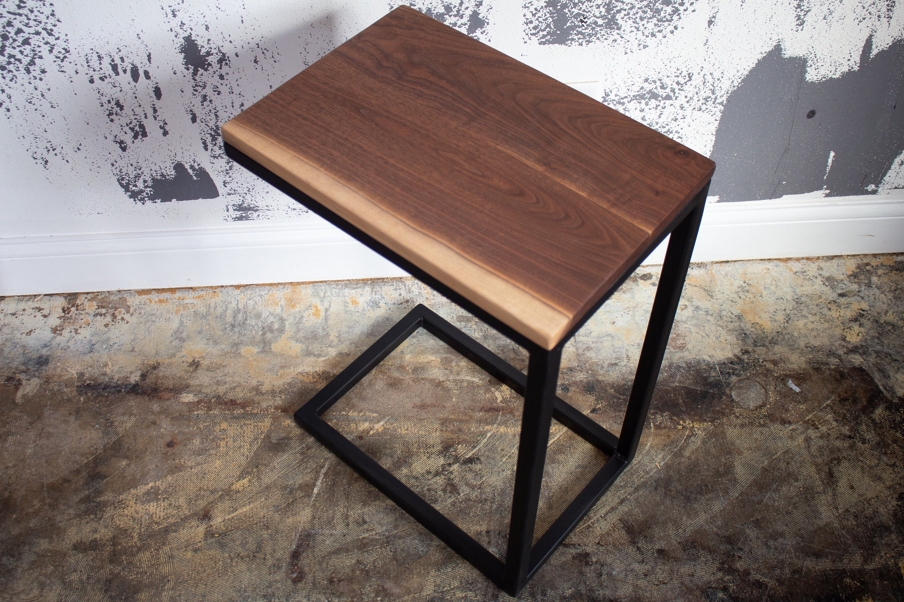 Live Edge Walnut Industrial Side C Table