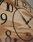 Solid Hickory Wood Wall Clock with Numbers and Lines