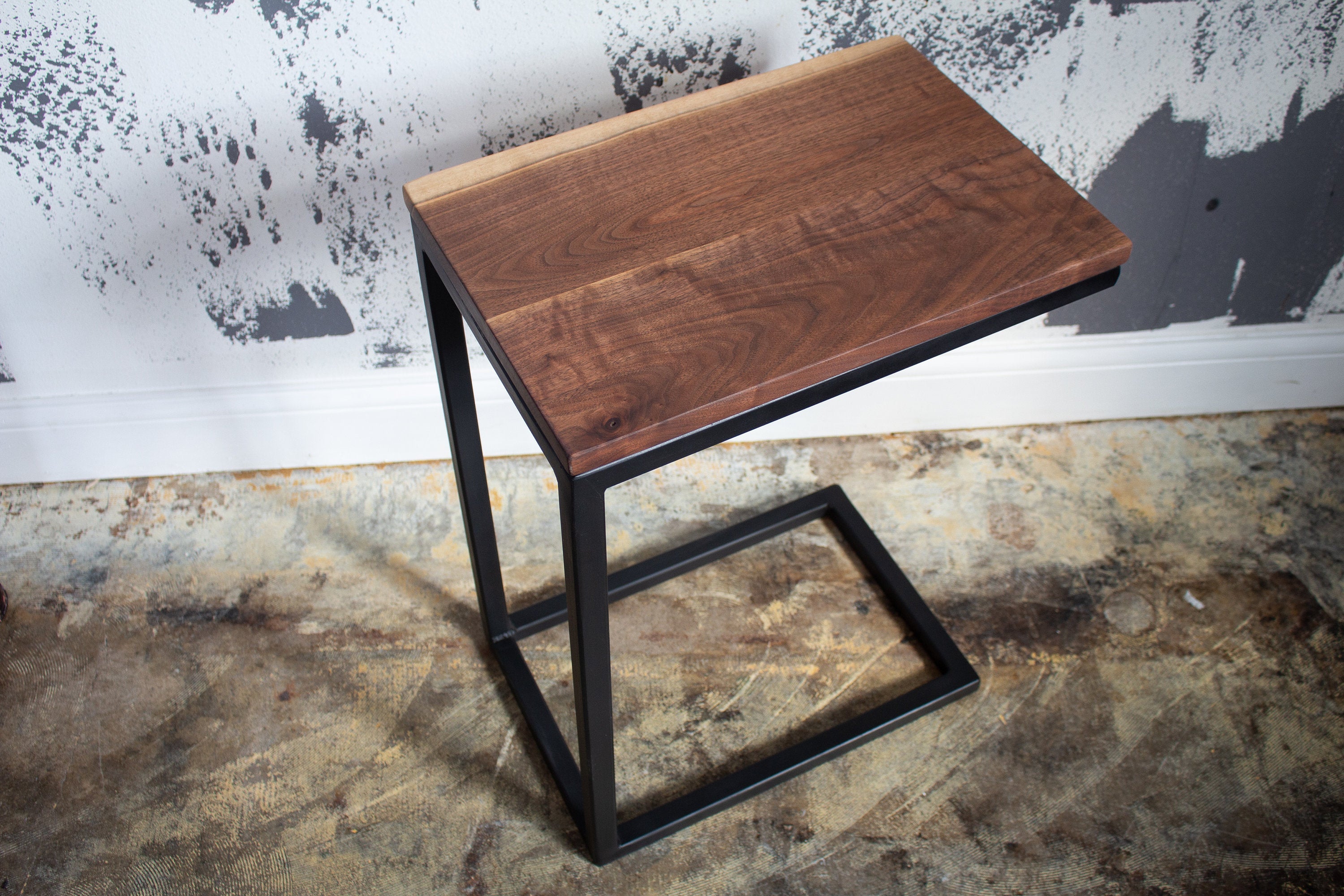 Live Edge Walnut Industrial Side C Table