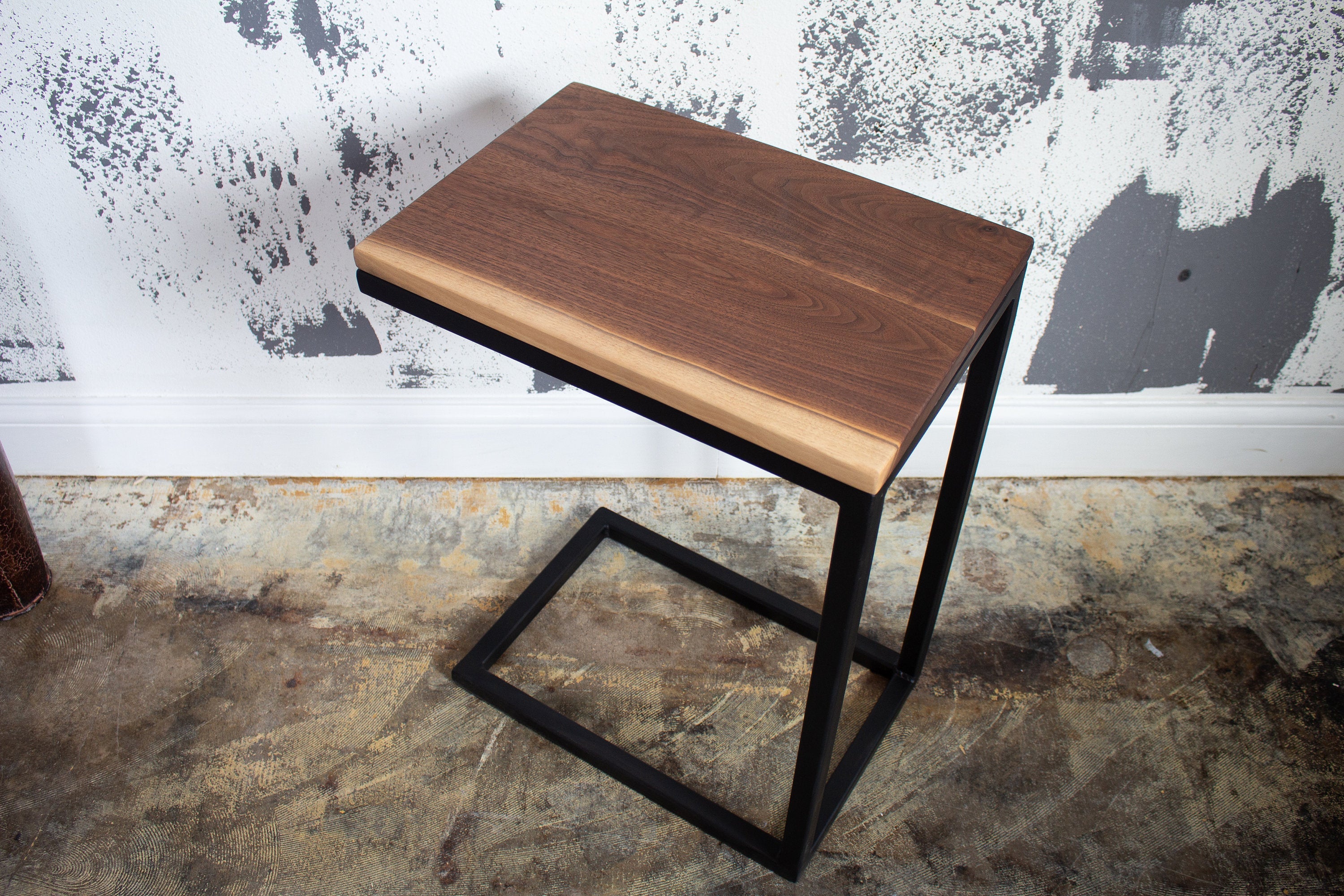 Live Edge Walnut Industrial Side C Table