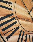 Large Quartersawn Sycamore Hardwood Wall Clock with Black Roman Numerals