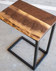 Live Edge Walnut Industrial Side C Table - Hazel Oak Farms