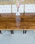 Farmhouse Dining Table with Stained Top and Turned Legs Handmade Furniture in Iowa, USA