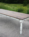 Farmhouse Dining Table with White Distressed Legs and Stained Pine Top - Hazel Oak Farms Handmade Furniture in Iowa, USA Handmade Furniture in Iowa, USA