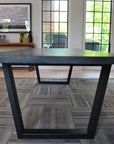 Modern Farmhouse Dining Table with Black Steel Tapered Legs
