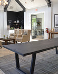 Modern Farmhouse Dining Table with Black Steel Tapered Legs