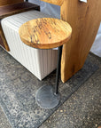 9" small, spalted maple side table, round