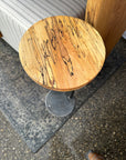 9" small, spalted maple side table, round