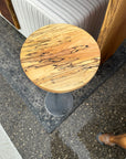 9" small, spalted maple side table, round