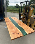 Modern Ash Wood Epoxy River Dining Table with Tapered Legs, Hardwood and Steel