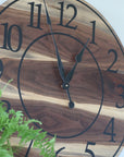Live Edge 26" Black Walnut Wall Clock with Black Numbers (in stock)