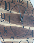 Live Edge 26" Black Walnut Wall Clock with Black Numbers (in stock)