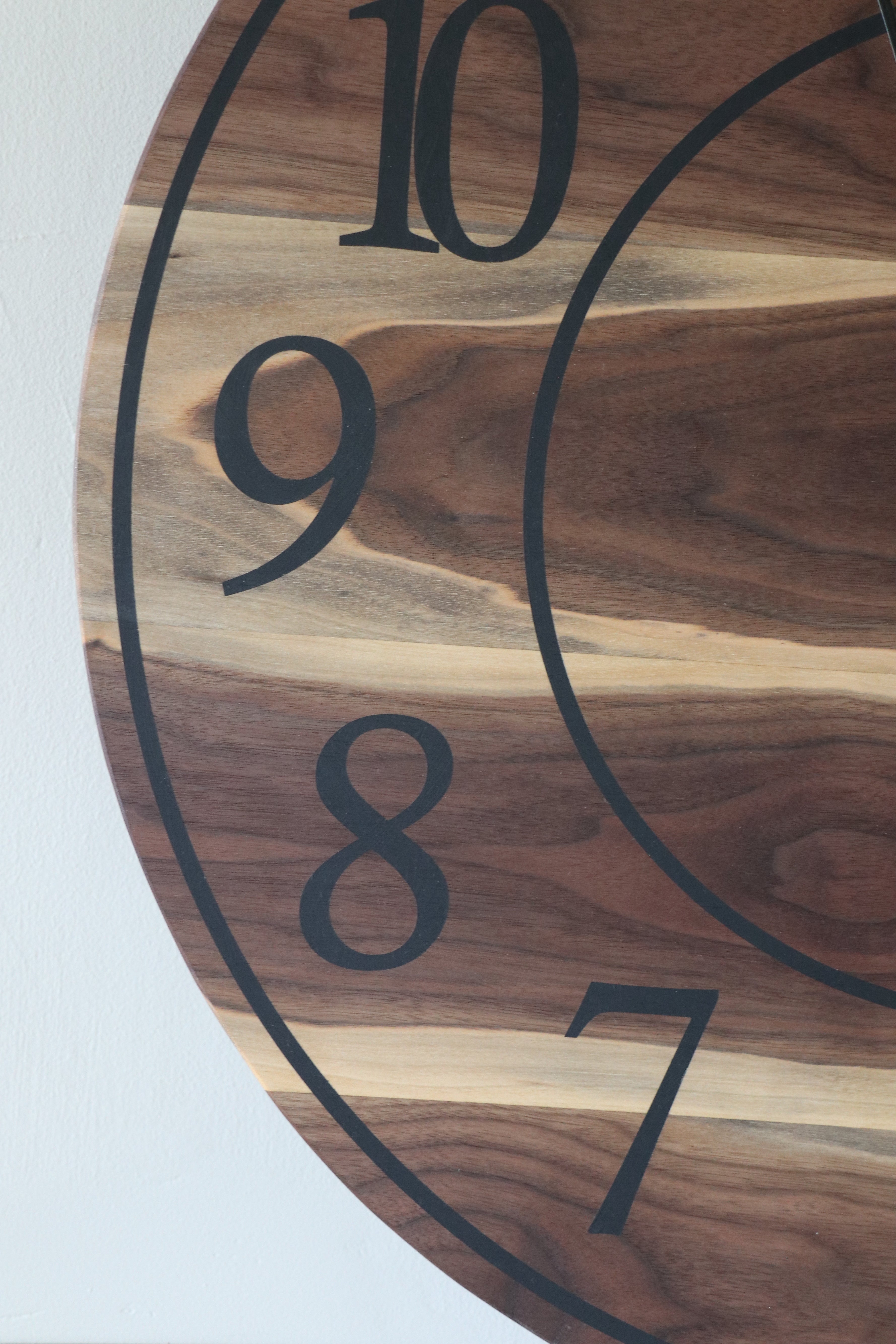 Live Edge 26&quot; Black Walnut Wall Clock with Black Numbers (in stock)