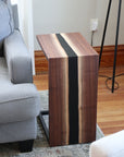Walnut Waterfall C-table with Black epoxy river (In Stock)
