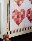 Modern Handmade Baby Quilt - Scrappy Hearts Quilt