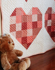 Modern Handmade Baby Quilt - Scrappy Hearts Quilt