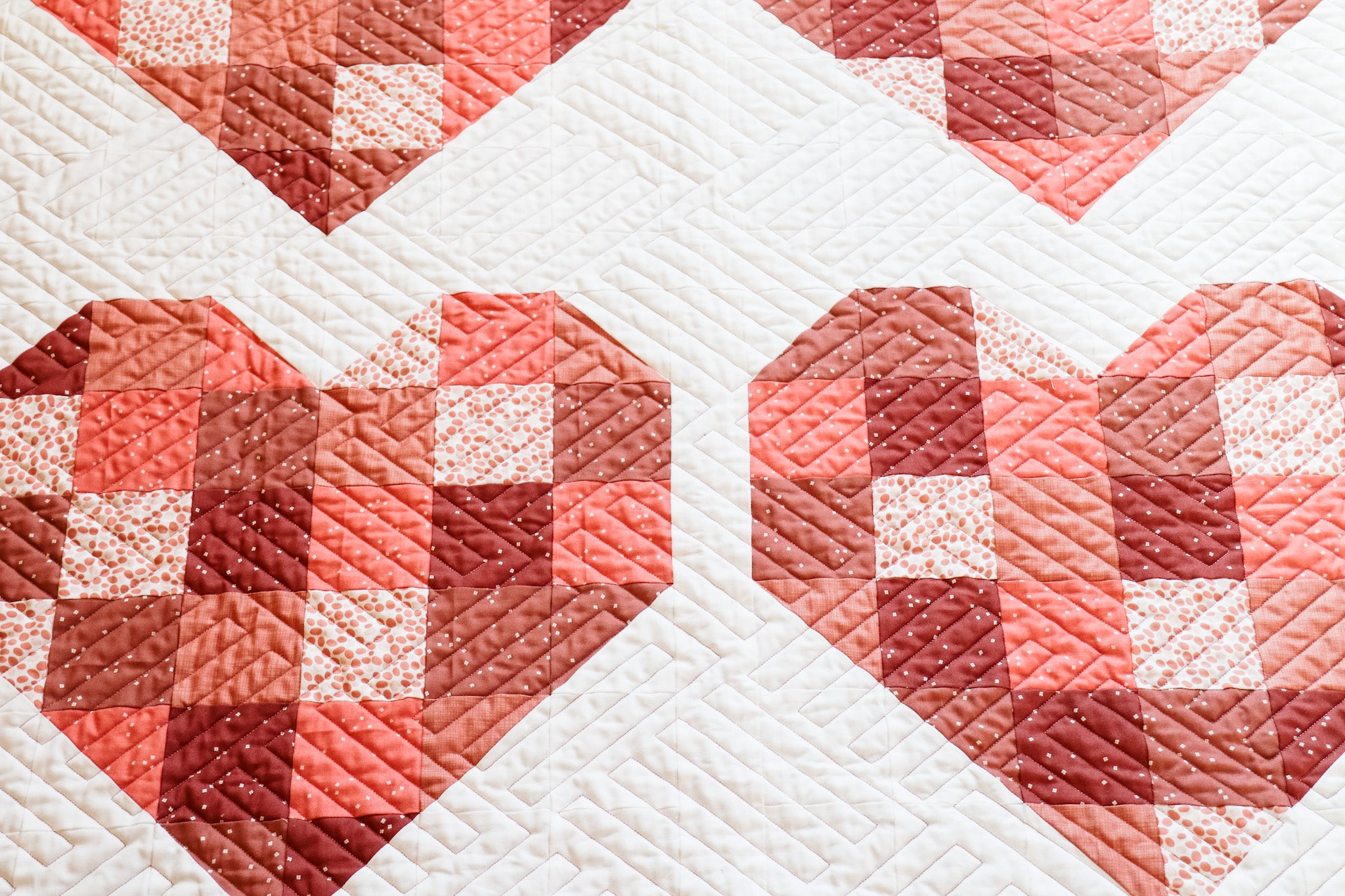 Modern Handmade Baby Quilt - Scrappy Hearts Quilt