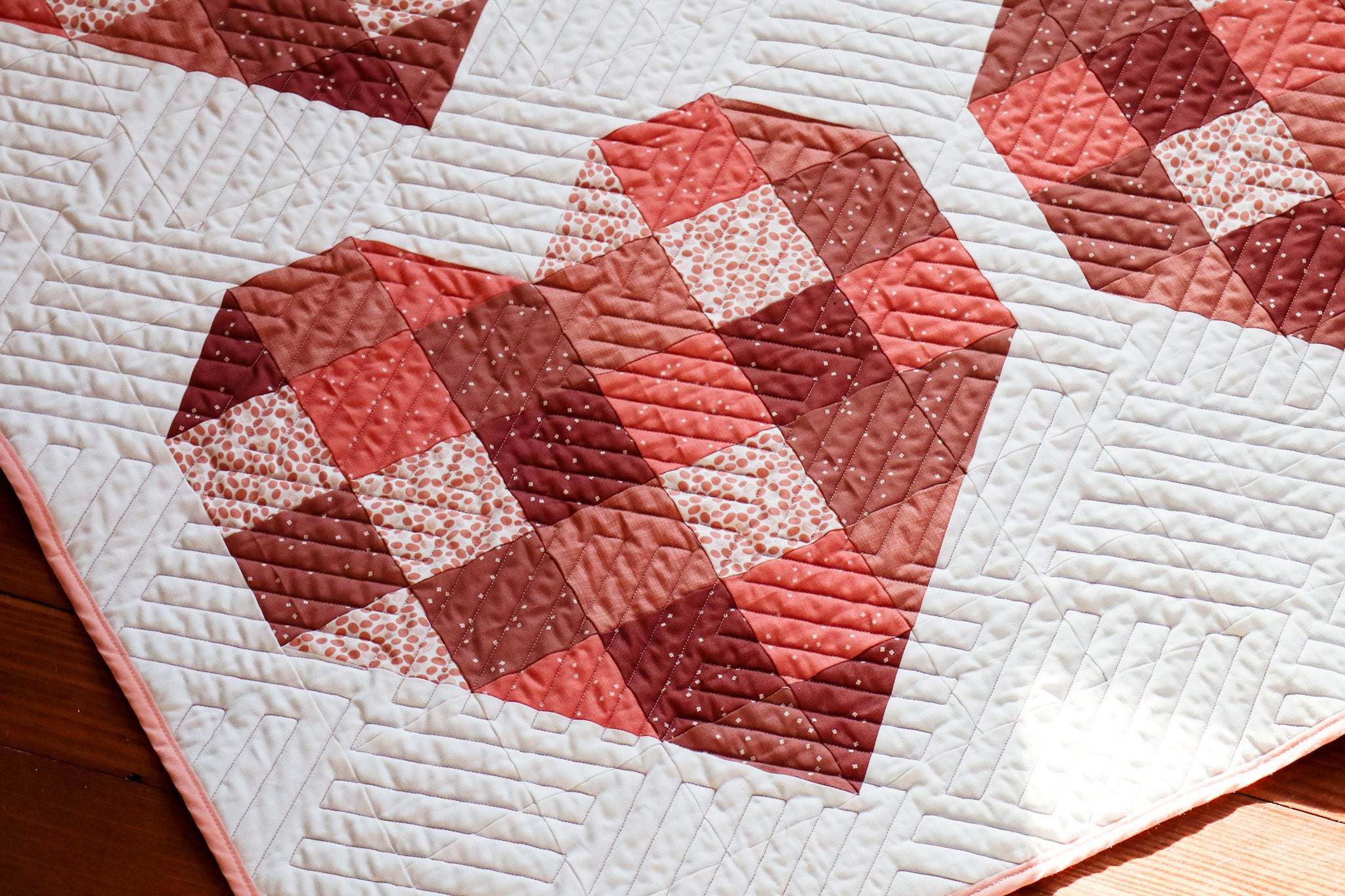 Modern Handmade Baby Quilt - Scrappy Hearts Quilt